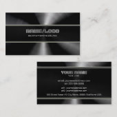 ブラックステンレススティール&グレーアクセントテンプレート 名刺 (正面/裏面)