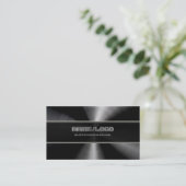 ブラックステンレススティール&グレーアクセントテンプレート 名刺 (スタンド正面)