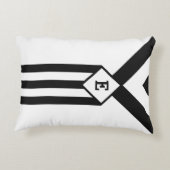ブラックストライプとシボロンとモノグラム付きホワイト アクセントクッション (裏面)