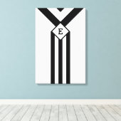 ブラックストライプとシボロンとモノグラム付きホワイト キャンバスプリント (インサイチュ (ウッドフロア))