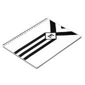 ブラックストライプとシボロンとモノグラム付きホワイト ノートブック (左側)