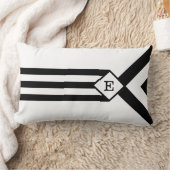 ブラックストライプとシボロンとモノグラム付きホワイト ランバークッション (ブランケット)