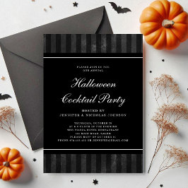 ブラックストライプのハロウィンコックテイルパーティー 招待状