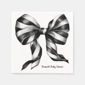 ブラックストライプのボーパーソナライズされたナ名門私立校風のプキン スタンダードカクテルナプキン (正面)