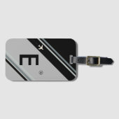 ブラックストライプのモノグパーソナライズされたラム ラゲッジタグ (正面横)