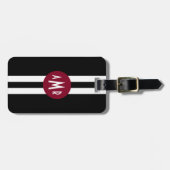 ブラックストライプのモノグラム荷物タグ男性へ ラゲッジタグ (正面横)