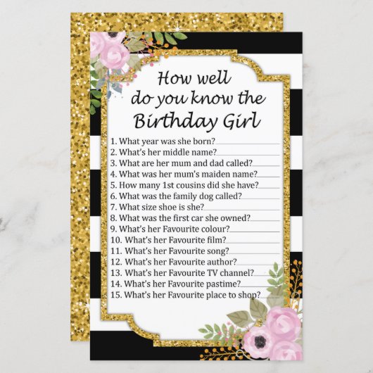 ブラックストライプの誕生日の女の子をどれだけ知っているか (正面/裏面)