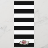 ブラックストライプの金ゴールド赤面ピンクフローラのメ結婚ニュー メニュー (裏面)