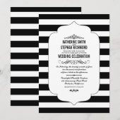 ブラックストライプアスコットシック結婚式招待状 招待状 (正面/裏面)