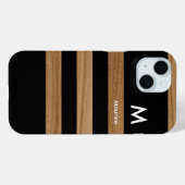 ブラックストライプイニシャル付き木材 Case-Mate iPhoneケース (裏面 (横))