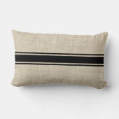 ブラックストライプオンバフェイクーラップ装飾用クッション ランバークッション (裏面)