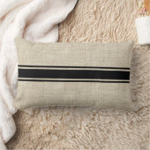 ブラックストライプオンバフェイクーラップ装飾用クッション ランバークッション (ブランケット)