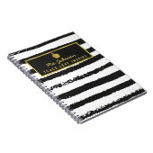 ブラックストライプゴールドフォイルアップル |先生名 ノートブック (右側)