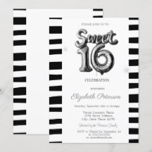 ブラックストライプシルバーバルーンSweet16