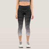 ブラックストライプハイウェイストキャプリス カプリレギンス (正面)