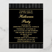 ブラックストライプハローウィンパーティ金ゴールド 箔招待状ポストカード (正面)