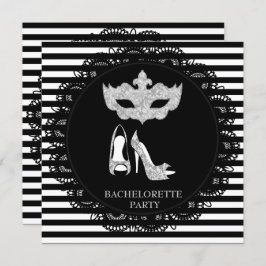 ブラックストライプバチェロレッテ仮装パーティー 招待状