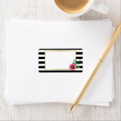 ブラックストライプフローラとピンク金ゴールドアフェイククセント ラベル (インサイチュ)