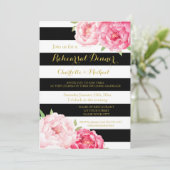 ブラックストライプフローラピンクリハーサルディナーパーティー 招待状 (スタンド正面)