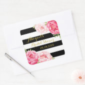 ブラックストライプフローラブライダルシャワーメッセージカード スクエアシール (封筒)