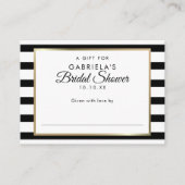 ブラックストライプブライダルシャワー表示カード及びラベル エンクロージャーカード (正面)