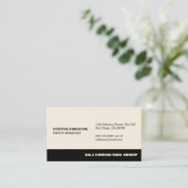 ブラックストライプベージュ色プロフェッショナル会社 名刺 (スタンド正面)