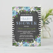 ブラックストライプボーイズチョークベビーシャワー 招待状 (スタンド正面)