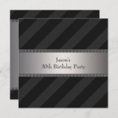 ブラックストライプマンズ30th誕生日パーティー 招待状 (正面/裏面)