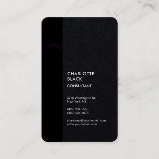 ブラックストライプミニマルモダンスタイリッシュシンプル 名刺 (正面)