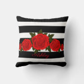 ブラックストライプローズレッド クッション (裏面)