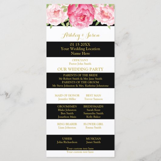 ブラックストライプ結婚式 プログラムピンクウォーター プログラム (裏面)