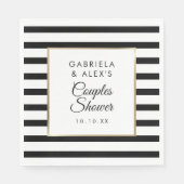 ブラックストライプ金ゴールドエレガントカップルブライダルシャワー スタンダードランチョンナプキン (正面)