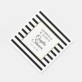 ブラックストライプ金ゴールドエレガントカップルブライダルシャワー スタンダードランチョンナプキン (角)