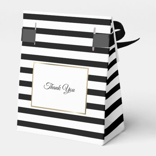 ブラックストライプ金ゴールドエレガントカップルブライダルシャワー フェイバーボックス (裏面サイド)