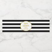 ブラックストライプ金ゴールドカスタムハッピーホリデー ペットボトルラベル (シングルラベル)