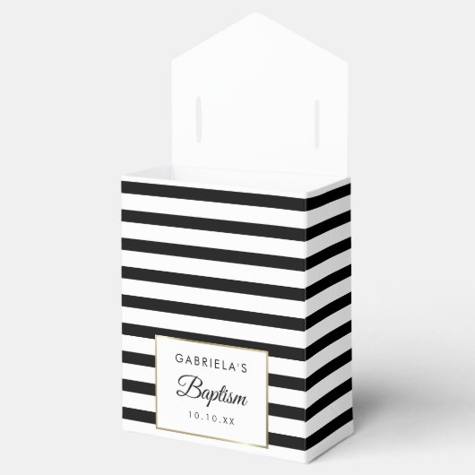 ブラックストライプ金ゴールドクロスバプテスマ《キリスト教》洗礼式や命名式 フェイバーボックス (オープン)