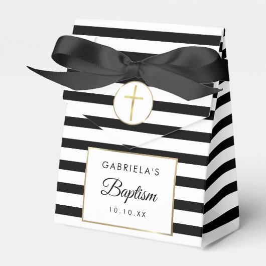 ブラックストライプ金ゴールドクロスバプテスマ《キリスト教》洗礼式や命名式 フェイバーボックス (正面サイド)