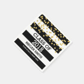 ブラックストライプ金ゴールドドットクラス2018卒業 スタンダードカクテルナプキン (角)