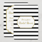 ブラックストライプ金ゴールドブライダルシャワー招待状 招待状 (正面/裏面)