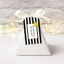 ブラックストライプ金ゴールド牡丹結婚式の引き出物ラベル ギフトタグ
