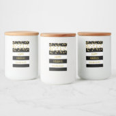 ブラックストライプ金ゴールド紙吹雪カスタムクリスマス フードラベル (ボトル)