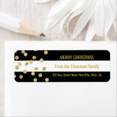 ブラックストライプ金ゴールド紙吹雪メリークリスマス ラベル (インサイチュ)