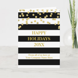 ブラックストライプ金ゴールド紙吹雪企業のクリスマス シーズンカード