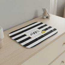 ブラックストライプ金ゴールド&ピオニーモノグラムバープクロス