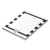 ブラックストライプ金ゴールド&メタリックハートメモ帳 ノートパッド (回転)