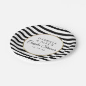 ブラックストライプ エレガントゴールド カップル ブライダルシャワー ペーパープレート (アングル)