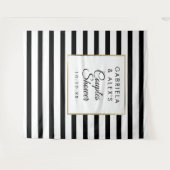 ブラックストライプ カップル ブライダルシャワー フォトバックドロップ タペストリー (正面(横))