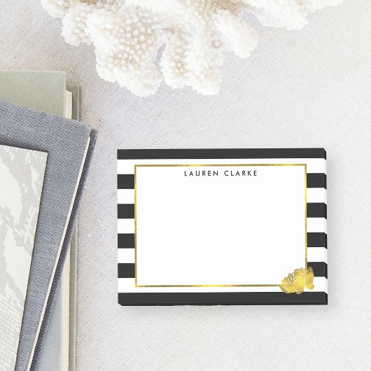 ブラックストライプ&フェイク金ゴールド牡丹 ポストイット