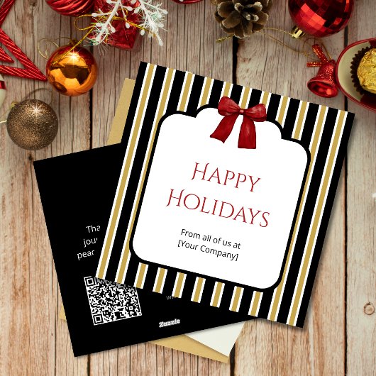 ブラックストライプ＆レッドボー カスタムコーポレートグリーティング シーズンカード