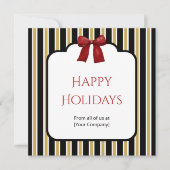 ブラックストライプ＆レッドボー カスタムコーポレートグリーティング シーズンカード (正面)